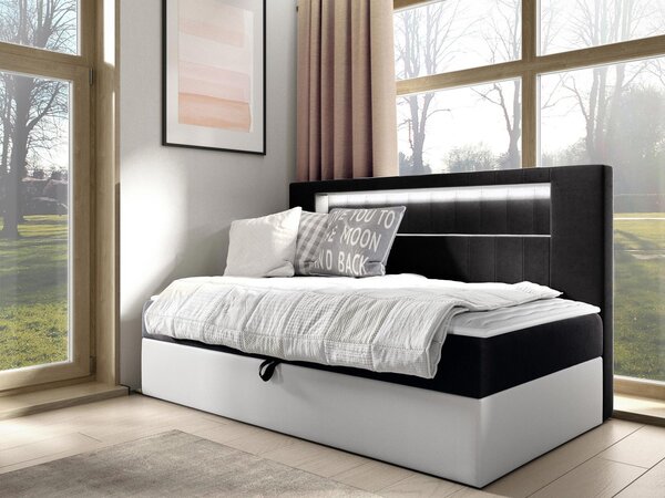 Mirjan24 Kontinentálna jednolôžková posteľ Junior Ribezo 2, Rozmer postele: 80x200, Dostupné poťahy: ekokoža Soft 017 (biela) + Fresh 09 5903211193866