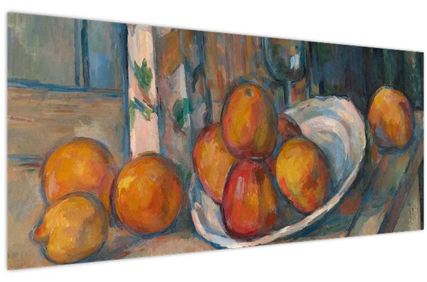 Obraz - Paul Cézanne, Still Life with Milk Jug and Fruit, reprodukcia (120x50 cm)
