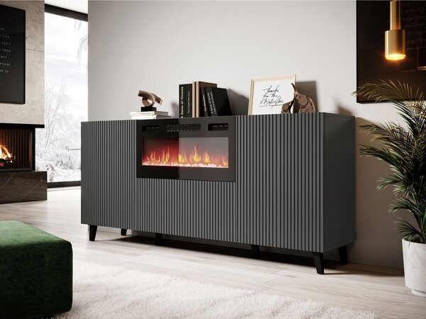 Mirjan24 Komoda s elektrickým krbom 180 Tilderi Grey, Farby: antracit Mirjan24 5903211205385