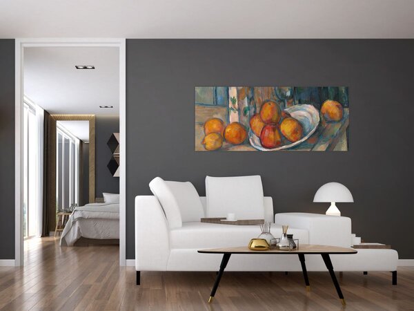 Obraz - Paul Cézanne, Still Life with Milk Jug and Fruit, reprodukcia (120x50 cm)