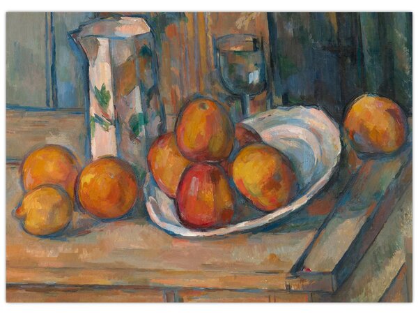 Obraz - Paul Cézanne, Still Life with Milk Jug and Fruit, reprodukcia (70x50 cm)