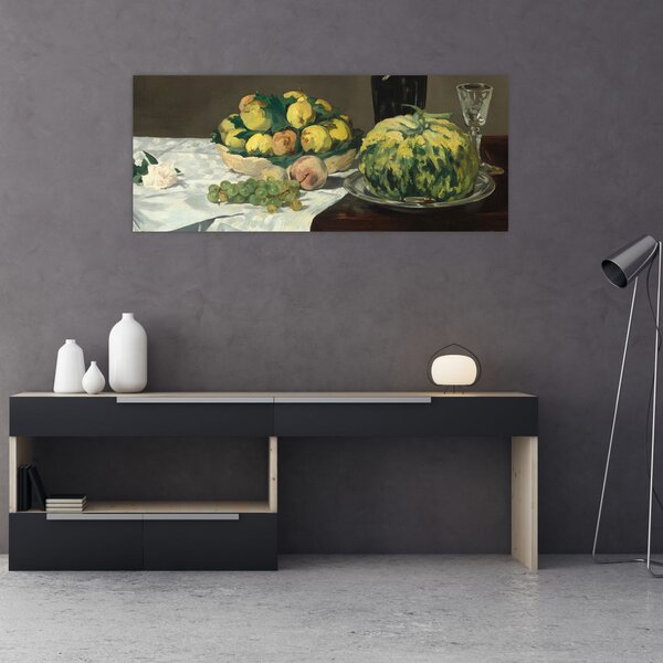 Obraz - Edouard Manet, Still Life with Melon and Peaches, reprodukcia (120x50 cm)