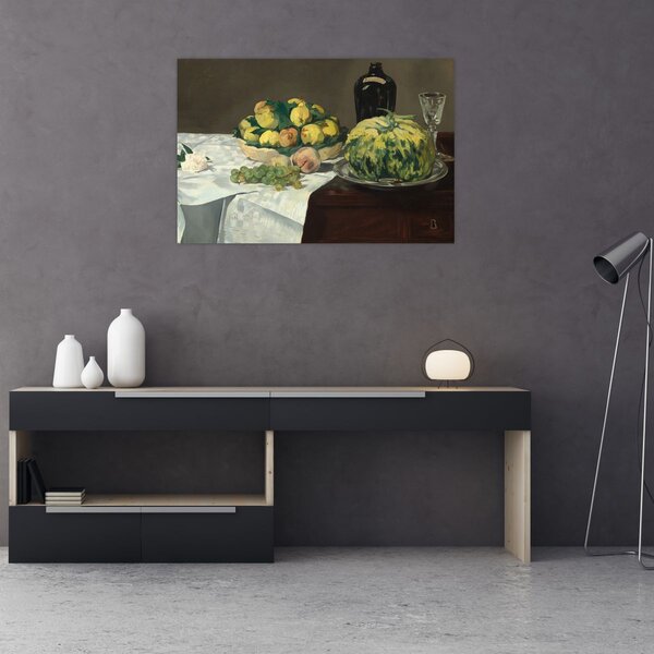 Obraz - Edouard Manet, Still Life with Melon and Peaches, reprodukcia (90x60 cm)