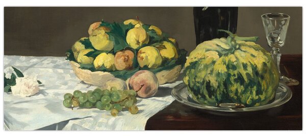 Obraz - Edouard Manet, Still Life with Melon and Peaches, reprodukcia (120x50 cm)