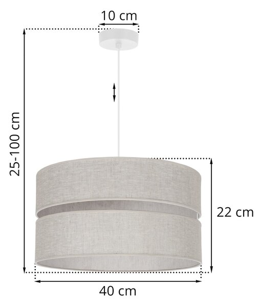 Závesné svietidlo Len, 1x svetlobéžové textilné tienidlo, (fi 40 cm), w