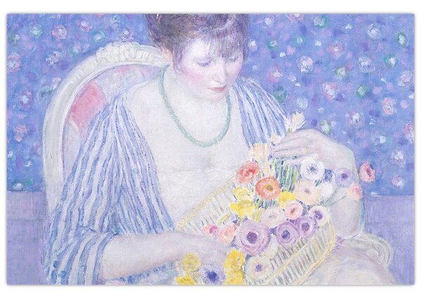 Obraz - Frederick Carl Frieseke, The Basket of Flowers, reprodukcia (90x60 cm)