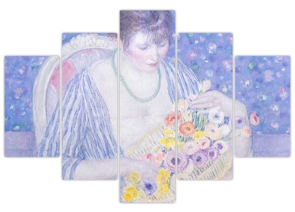 Obraz - Frederick Carl Frieseke, The Basket of Flowers, reprodukcia (150x105 cm)