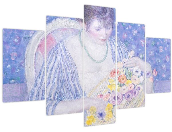 Obraz - Frederick Carl Frieseke, The Basket of Flowers, reprodukcia (150x105 cm)
