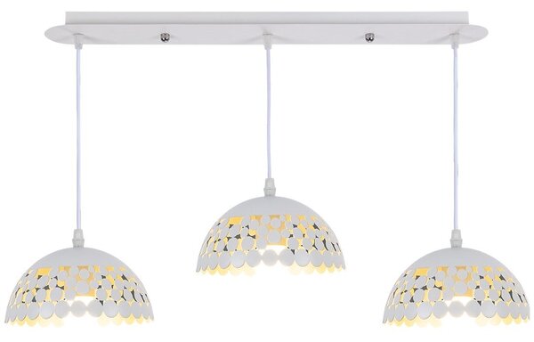 Závesné svietidlo Lisa, 3x biele kovové tienidlo, w