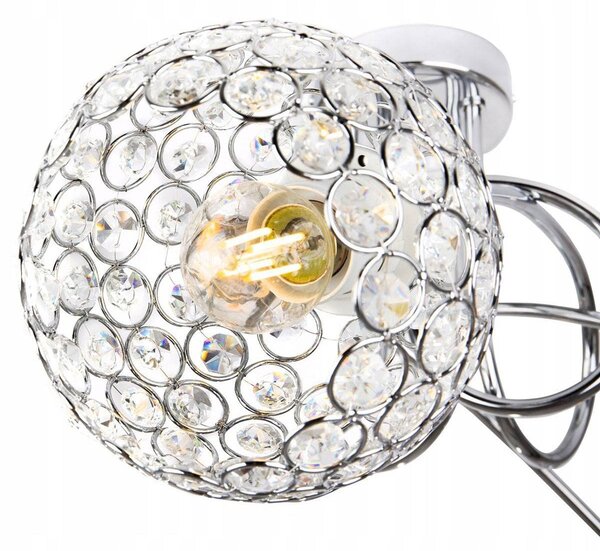 Stropné svietidlo Crystal, 5x strieborné krištáľové tienidlo, ch