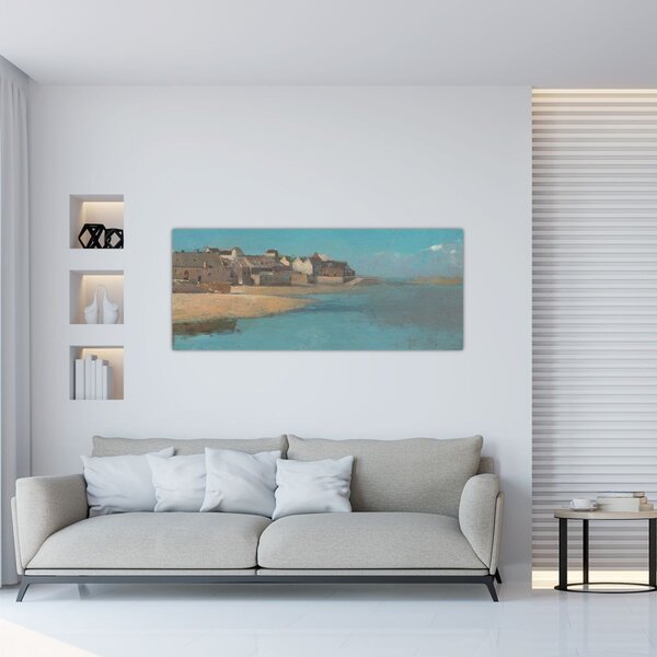 Obraz - Odilon Redon, Village by the Sea in Brittany, reprodukcia (120x50 cm)
