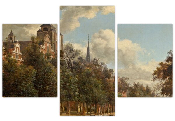 Obraz - Jan van der Heyden, View Down a Dutch Canal, reprodukcia (90x60 cm)