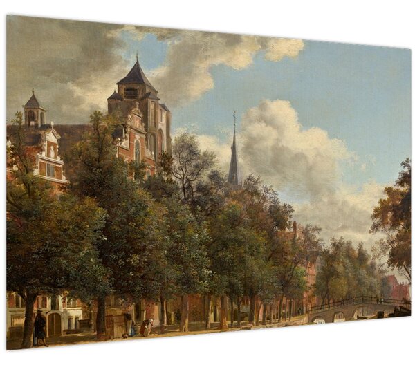 Obraz - Jan van der Heyden, View Down a Dutch Canal, reprodukcia (90x60 cm)