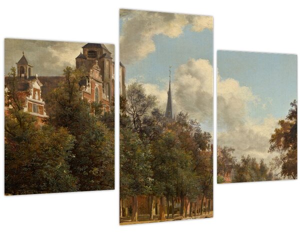 Obraz - Jan van der Heyden, View Down a Dutch Canal, reprodukcia (90x60 cm)