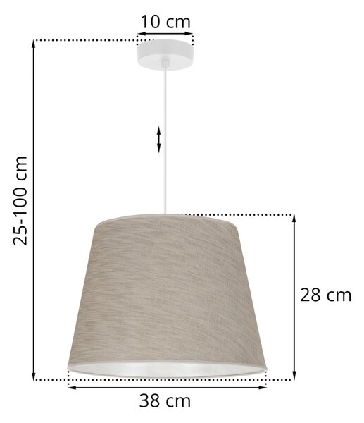 Závesné svietidlo Len, 1x béžové textilné tienidlo, (fi 38 cm), w