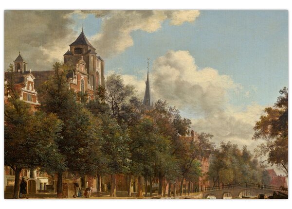 Obraz - Jan van der Heyden, View Down a Dutch Canal, reprodukcia (90x60 cm)