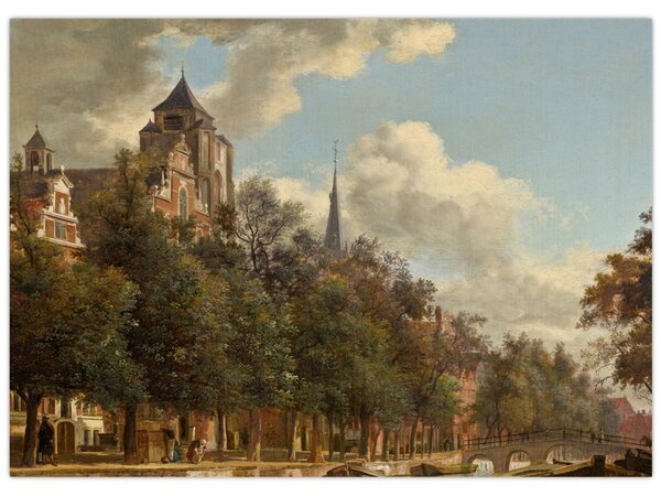 Obraz - Jan van der Heyden, View Down a Dutch Canal, reprodukcia (70x50 cm)
