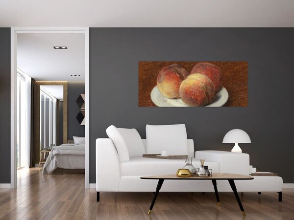 Obraz - Henri Fantin-Latour, Three Peaches on a Plate, reprodukcia (120x50 cm)
