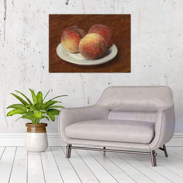 Obraz - Henri Fantin-Latour, Three Peaches on a Plate, reprodukcia (70x50 cm)
