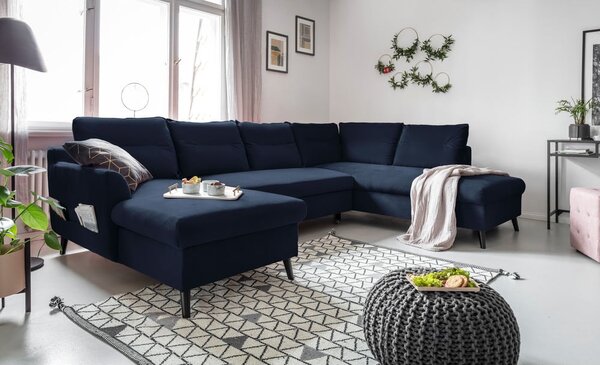 Tmavomodrá rozkladacia pohovka do "U" Miuform Stylish Stan, pravý roh