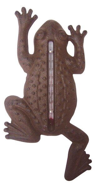 Nástenný teplomer Frog, 23,5x12 cm, liatina, hnedá