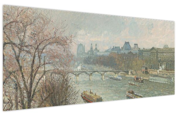 Obraz - Camille Pissarro, The Louvre, Afternoon, Rainy Weather, reprodukcia (120x50 cm)