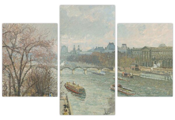 Obraz - Camille Pissarro, The Louvre, Afternoon, Rainy Weather, reprodukcia (90x60 cm)