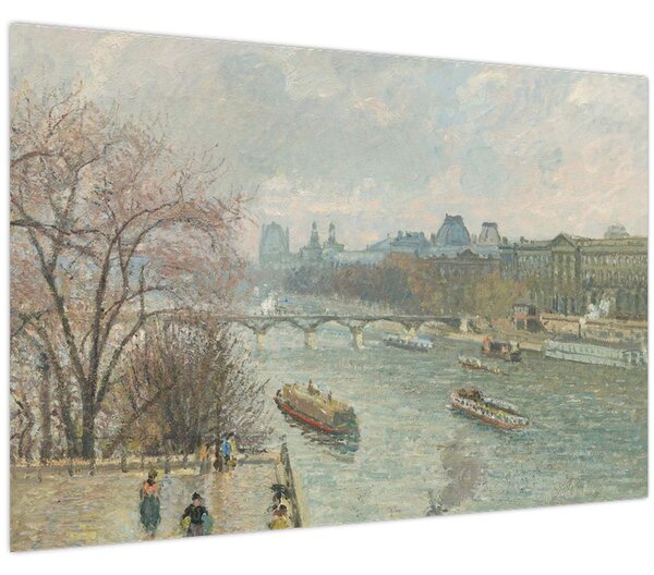 Obraz - Camille Pissarro, The Louvre, Afternoon, Rainy Weather, reprodukcia (90x60 cm)
