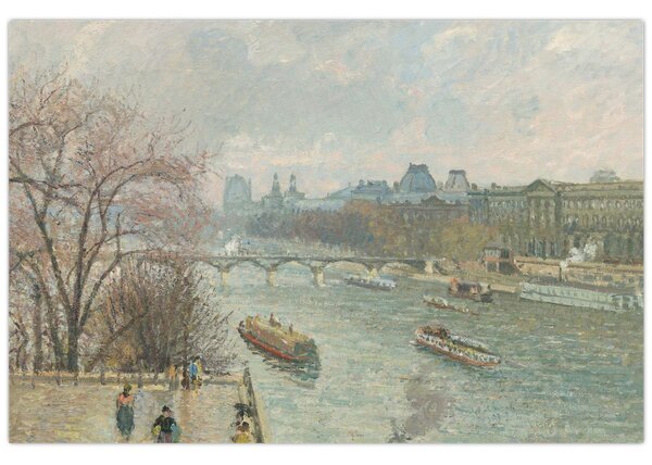 Obraz - Camille Pissarro, The Louvre, Afternoon, Rainy Weather, reprodukcia (90x60 cm)