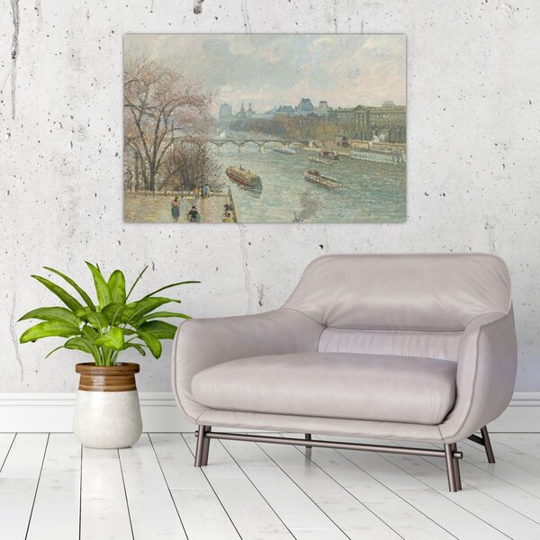 Obraz - Camille Pissarro, The Louvre, Afternoon, Rainy Weather, reprodukcia (90x60 cm)