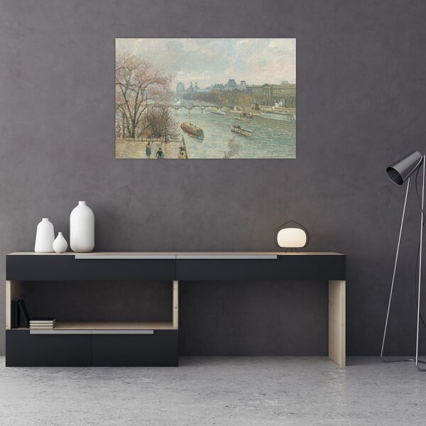 Obraz - Camille Pissarro, The Louvre, Afternoon, Rainy Weather, reprodukcia (90x60 cm)