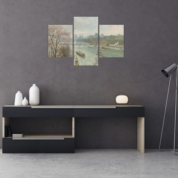 Obraz - Camille Pissarro, The Louvre, Afternoon, Rainy Weather, reprodukcia (90x60 cm)