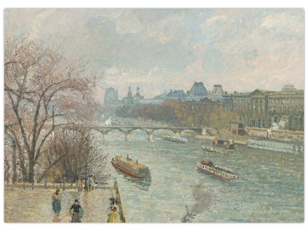 Obraz - Camille Pissarro, The Louvre, Afternoon, Rainy Weather, reprodukcia (70x50 cm)