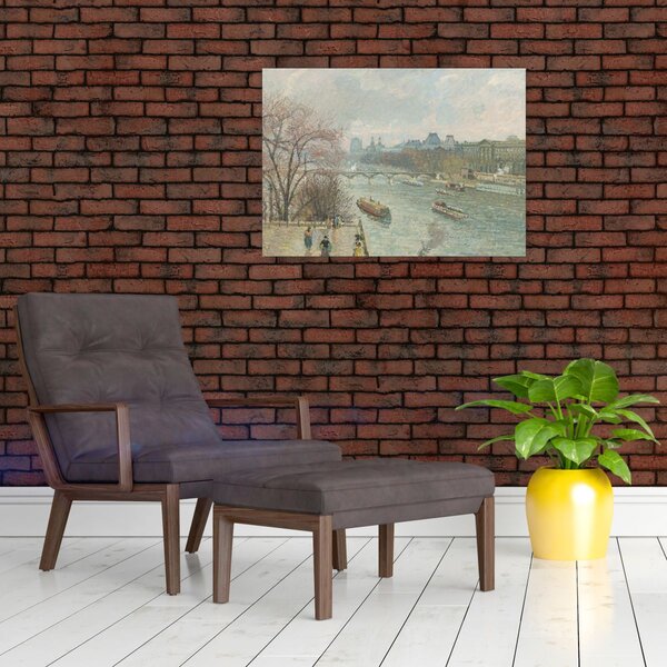 Obraz - Camille Pissarro, The Louvre, Afternoon, Rainy Weather, reprodukcia (70x50 cm)