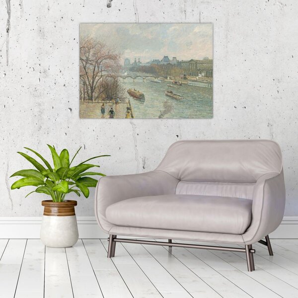 Obraz - Camille Pissarro, The Louvre, Afternoon, Rainy Weather, reprodukcia (70x50 cm)
