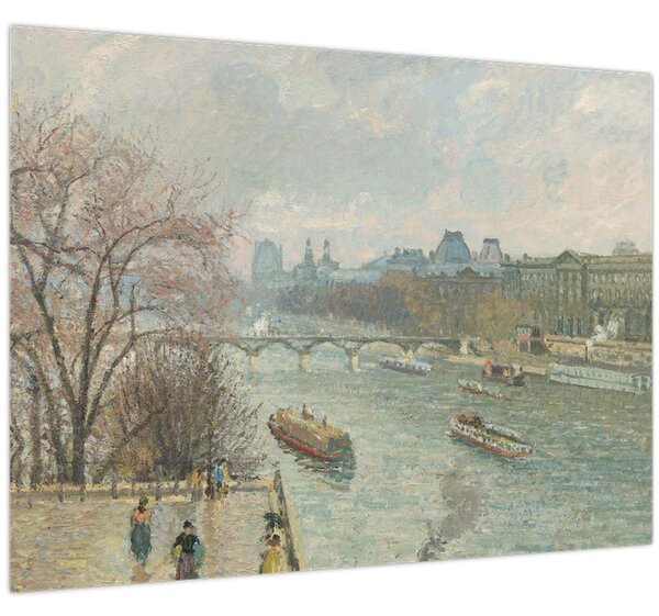 Obraz - Camille Pissarro, The Louvre, Afternoon, Rainy Weather, reprodukcia (70x50 cm)