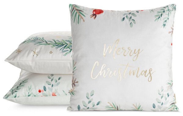 VIANOČNÁ DEKORAČNÁ OBLIEČKA NA VANKÚŠ MERRY1 45X45 CM VZOROVANÁ