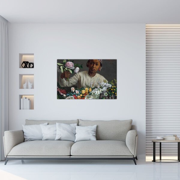 Obraz - Frédéric Bazille, Young Woman with Peonies, reprodukcia (90x60 cm)