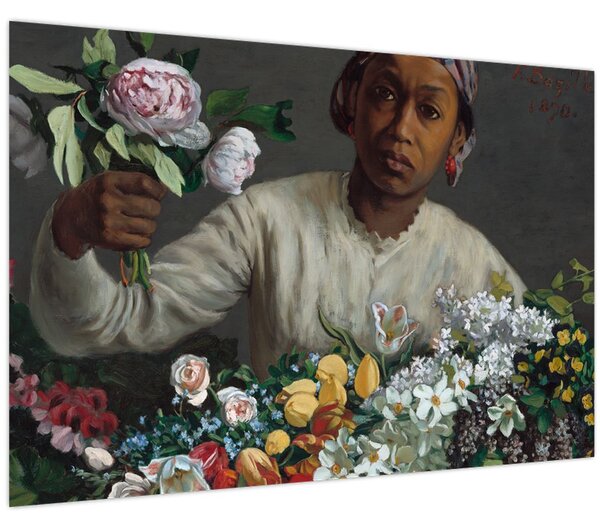 Obraz - Frédéric Bazille, Young Woman with Peonies, reprodukcia (90x60 cm)