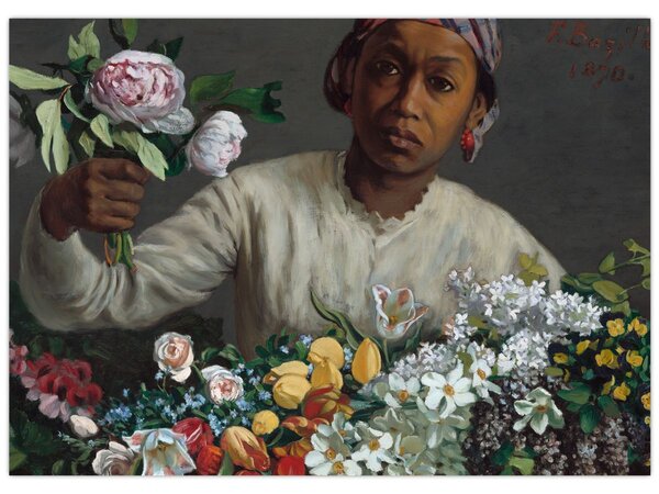 Obraz - Frédéric Bazille, Young Woman with Peonies, reprodukcia (70x50 cm)