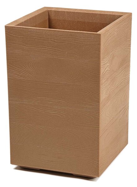 PLASTOVÝ KVETINÁČ NA KOLIESKACH BETONIQUE ECO 60X40X40 CM DREVENÝ DEKOR HNEDÁ