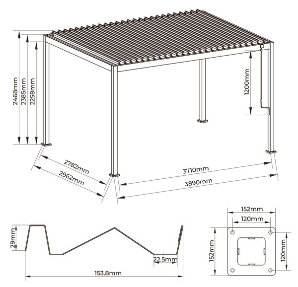 PERGOLA velikost: 389/238,5/296,2 cm Gardenson - Online Only záhrada, Online Only