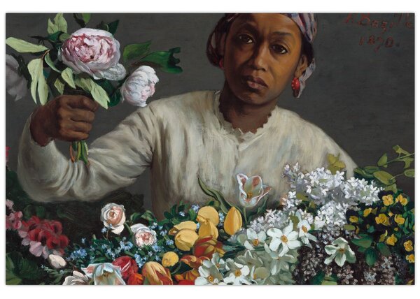 Obraz - Frédéric Bazille, Young Woman with Peonies, reprodukcia (90x60 cm)