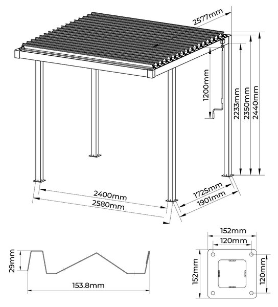 PERGOLA velikost: 258/235/258 cm Gardenson - Online Only záhrada, Online Only