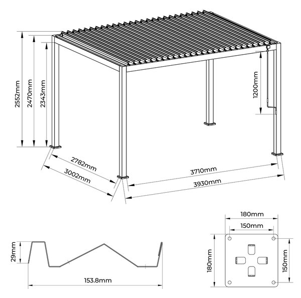 PERGOLA velikost: 393/247/300 cm Gardenson - Online Only záhrada, Online Only