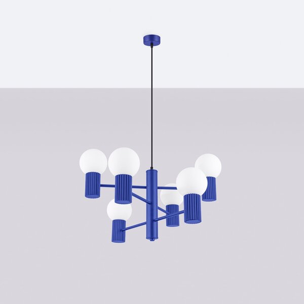 Luster Halo, 6x biele sklenené tienidlo, bl