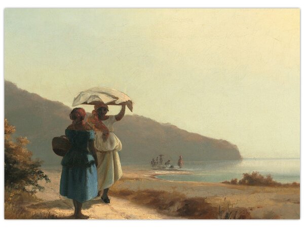 Obraz - Camille Pissarro, Two Women Chatting by the Sea, St. Thomas, reprodukcia (70x50 cm)