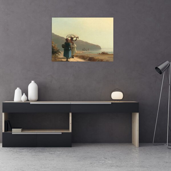 Obraz - Camille Pissarro, Two Women Chatting by the Sea, St. Thomas, reprodukcia (70x50 cm)