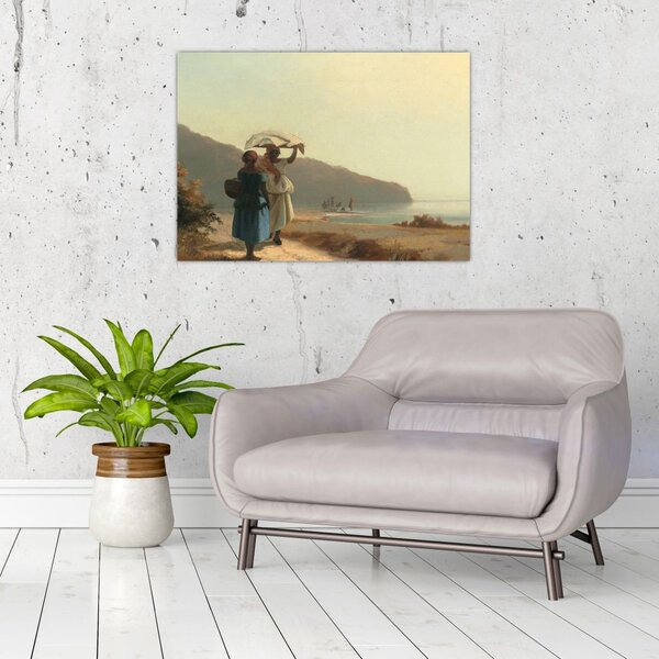 Obraz - Camille Pissarro, Two Women Chatting by the Sea, St. Thomas, reprodukcia (70x50 cm)