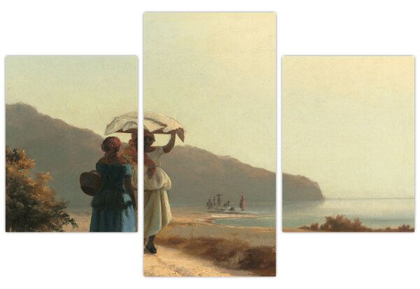 Obraz - Camille Pissarro, Two Women Chatting by the Sea, St. Thomas, reprodukcia (90x60 cm)